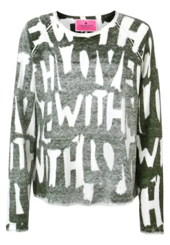 Damen Pullover Langarm mit All-Over Print