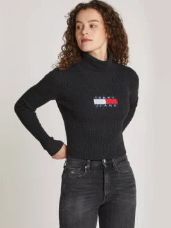 Damen Rollkragenpullover mit Wolle TJW MELANGE TURTLENECK FLAG SWEATER