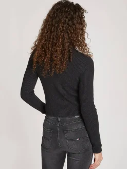 Damen Rollkragenpullover mit Wolle TJW MELANGE TURTLENECK FLAG SWEATER