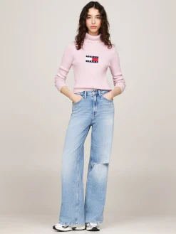 Damen Rollkragenpullover mit Wolle TJW MELANGE TURTLENECK FLAG SWEATER