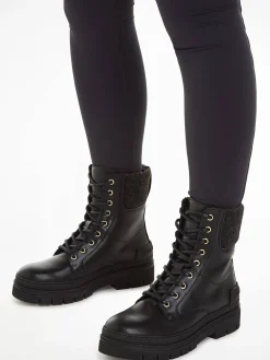 Damen Schnürboots FEMININE FELT LACE UP BOOTIE aus Leder