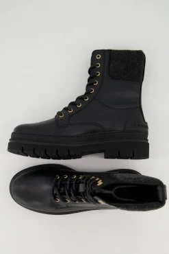 Damen Schnürboots FEMININE FELT LACE UP BOOTIE aus Leder