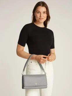 Damen Schultertasche mit geprägten TH-Monogramm