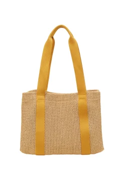 Damen Shopper M in Crochet-Raffia-Bast-Optik