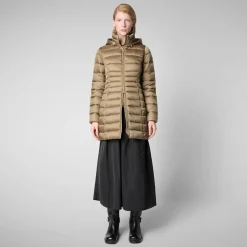 Damen Steppjacke lang REESE mit Kapuze Slim Fit