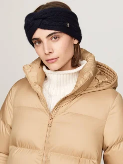 Damen Stirnband mit Zopfmuster und Alpakawolle