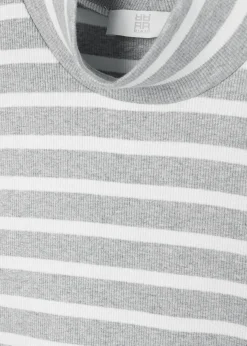 Damen Streifenshirt mit Stehkragen