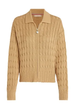 Damen Strickjacke aus Bio-Baumwolle SOFT COTTON CABLE BOXY LS CARDIGAN