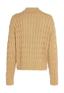 Damen Strickjacke aus Bio-Baumwolle SOFT COTTON CABLE BOXY LS CARDIGAN