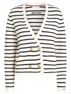 Damen Strickjacke BRETON GOLD BUTTON OVRLP CARDI