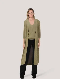 Damen Strickjacke lang aus Glitzergarn