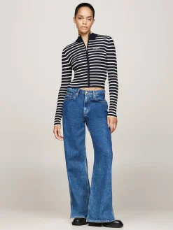 Damen Strickjacke mit Reißverschluss METALLIC Slim Fit