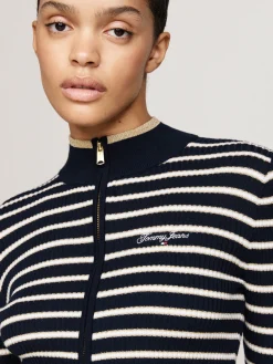 Damen Strickjacke mit Reißverschluss METALLIC Slim Fit