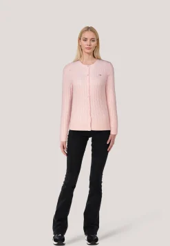 Damen Strickjacke mit Zopfmuster STRETCH COTTON CABLE CARDIGAN Slim Fit