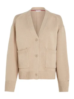 Damen Strickjacke WOOL BLEND BOXY V-NK CARDIGAN