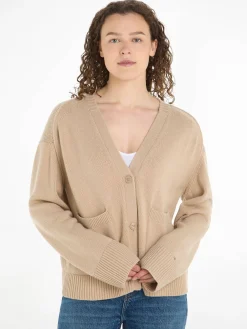 Damen Strickjacke WOOL BLEND BOXY V-NK CARDIGAN