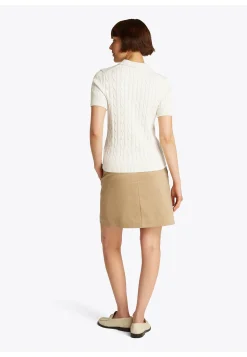 Damen Strickpolo mit Zopfmuster Slim Fit