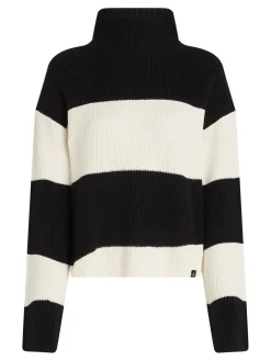 Damen Strickpullover aus Bio-Baumwolle CHUNKY LOOSE HIGH NECK SWEATER