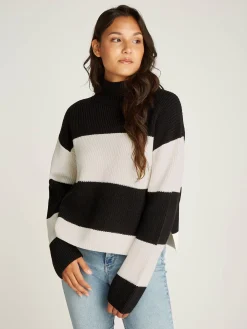 Damen Strickpullover aus Bio-Baumwolle CHUNKY LOOSE HIGH NECK SWEATER