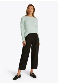 Damen Strickpullover aus Baumwolle mit Zopfmuster Regular Fit