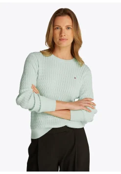 Damen Strickpullover aus Baumwolle mit Zopfmuster Regular Fit