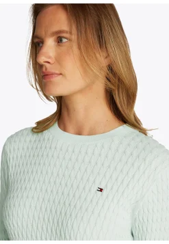 Damen Strickpullover aus Baumwolle mit Zopfmuster Regular Fit