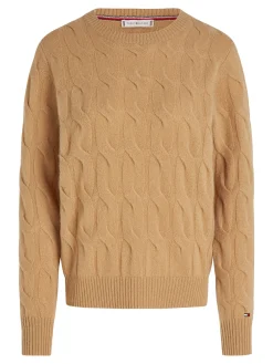 Damen Strickpullover aus Wolle mit Zopfmuster