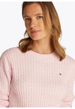 Damen Strickpullover aus Baumwolle mit Zopfmuster Regular Fit