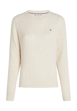 Damen Strickpullover aus Baumwolle mit Zopfmuster Regular Fit