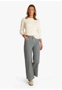 Damen Strickpullover aus Baumwolle mit Zopfmuster Regular Fit