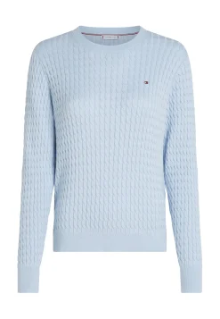 Damen Strickpullover aus Baumwolle mit Zopfmuster Regular Fit