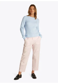 Damen Strickpullover aus Baumwolle mit Zopfmuster Regular Fit