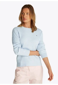 Damen Strickpullover aus Baumwolle mit Zopfmuster Regular Fit