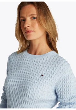 Damen Strickpullover aus Baumwolle mit Zopfmuster Regular Fit