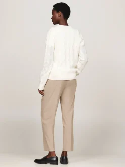 Damen Strickpullover aus Wolle mit Zopfmuster