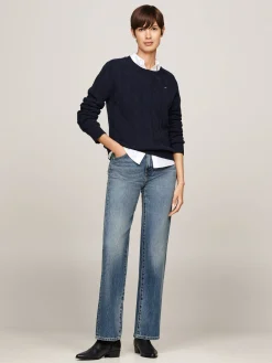 Damen Strickpullover aus Wolle mit Zopfmuster