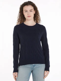 Damen Strickpullover aus Wolle mit Zopfmuster