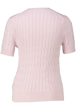 Damen Strickpullover COTTON MINI CABLE Slim Fit Kurzarm