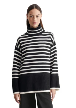 Damen Strickpullover mit Stehkragen Oversized Fit