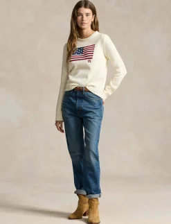 Damen Strickpullover mit Flagge