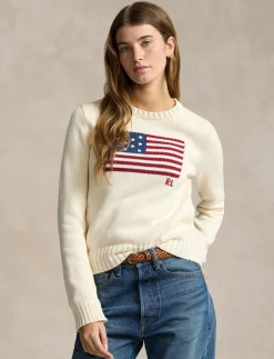 Damen Strickpullover mit Flagge