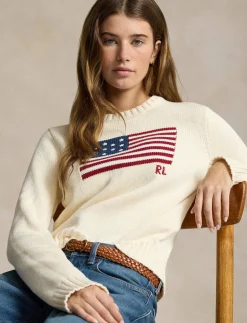 Damen Strickpullover mit Flagge