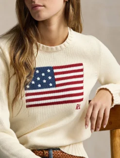 Damen Strickpullover mit Flagge
