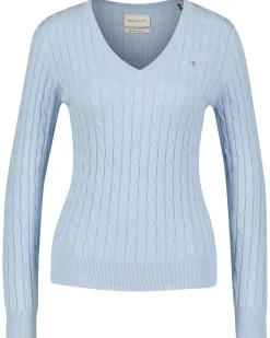 Damen Strickpullover STRETCH COTTON CABLE V-NECK