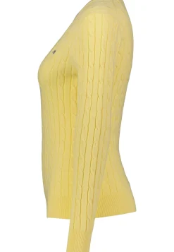 Damen Strickpullover STRETCH COTTON CABLE V-NECK