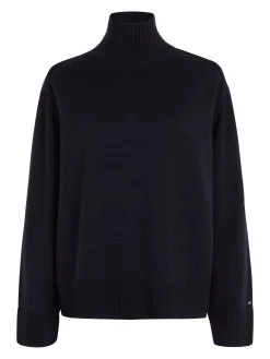 Damen Strickpullover WOOL BLEND MOCK-NK SWEATER