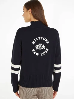 Damen Strickpullover WOOL BLEND MOCK-NK SWEATER