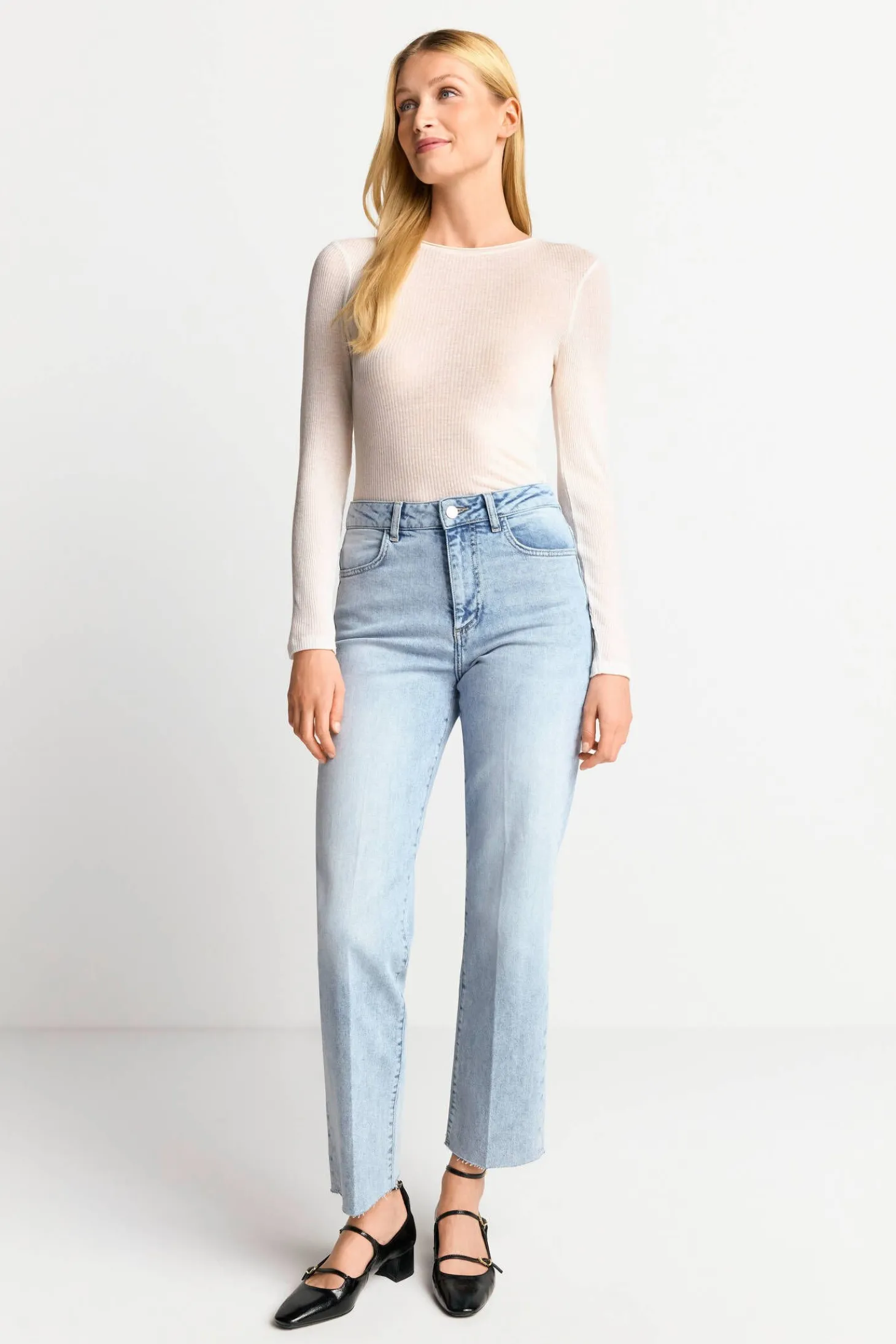 Damen Strickshirt aus Lyocell und Wolle WOOL RIB LONGSLEEVE