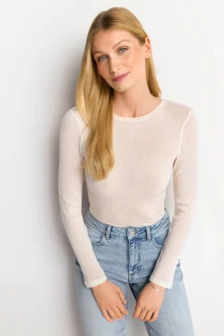 Damen Strickshirt aus Lyocell und Wolle WOOL RIB LONGSLEEVE
