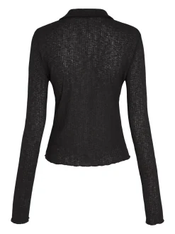 Damen Stricktop SHEER RIB BUTTON DOWN SHIRT Langarm